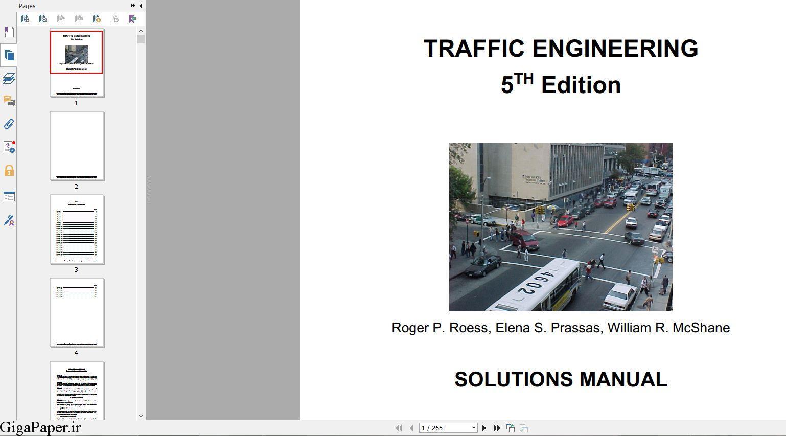 دانلود رایگان حل المسائل مهندسی ترافیک مک شین | Download Instructor گیگاپیپر
